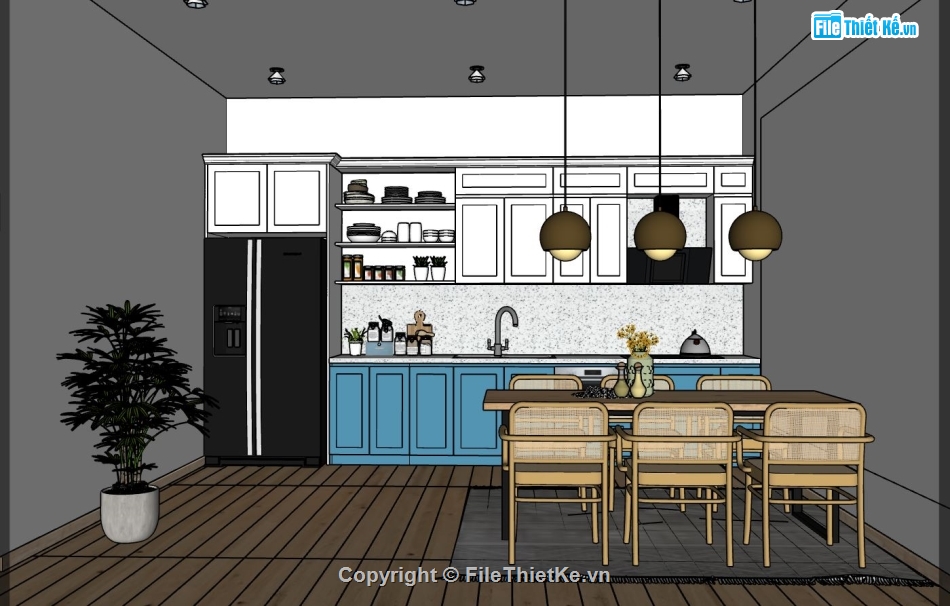 model su phòng bếp,su phòng bếp,sketchup phòng bếp