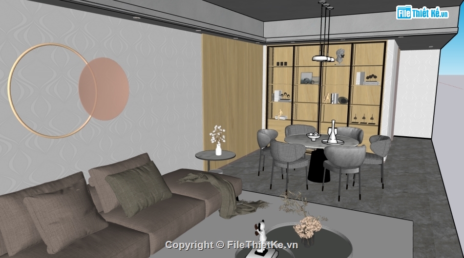 nội thất phòng khách,phòng khách căn hộ file sketchup,model su dựng phòng khách,nội thất phòng khách file su