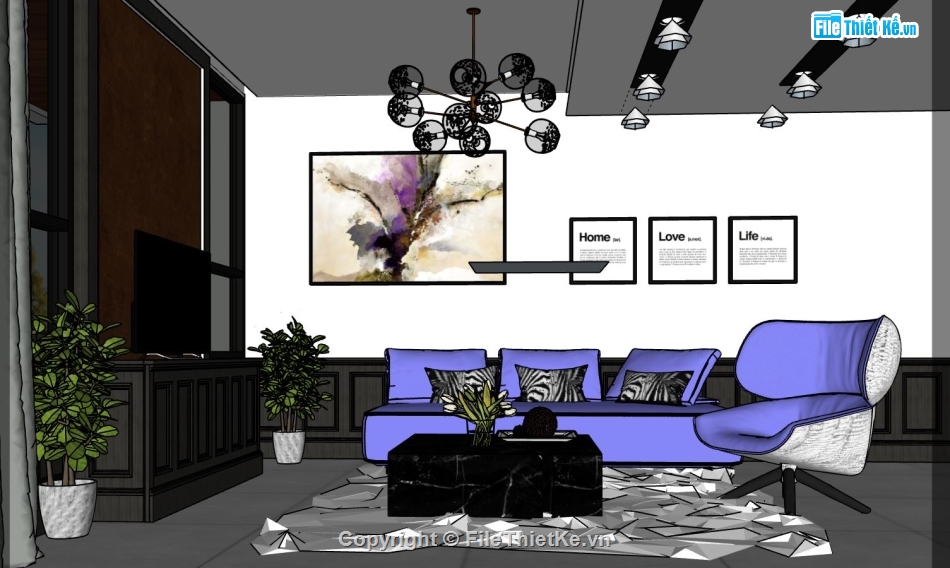 Phòng khách hiện đại file sketchup,model su phòng khách,file sketchup phòng khách,phòng khách file su,phòng khách file sketchup