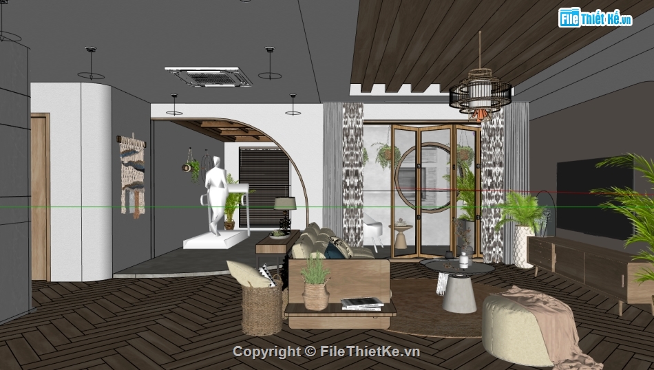 nội thất phòng khách file sketchup,model su dựng phòng khách,phòng khách gia đình dựng model su