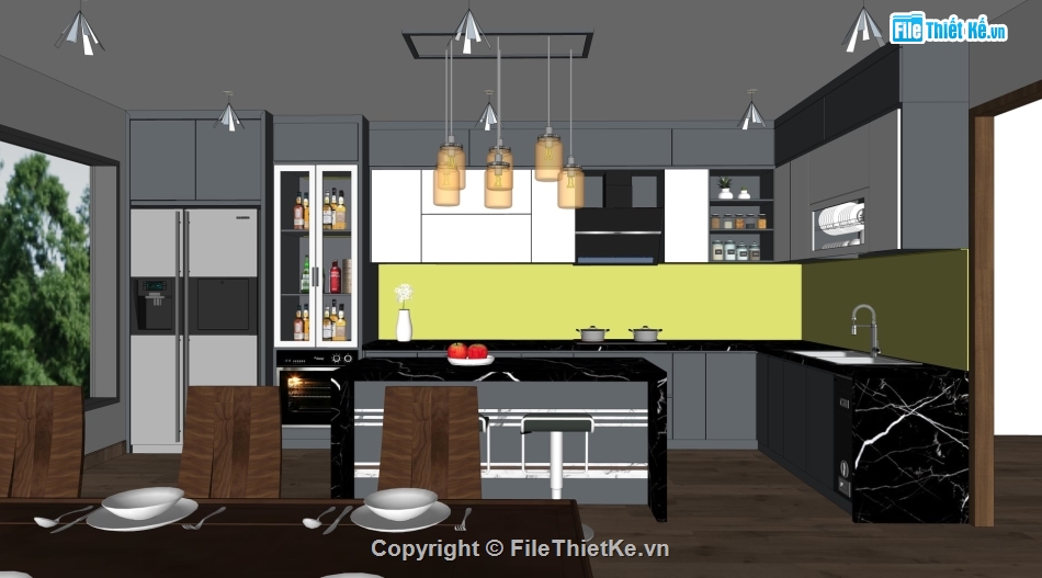 phòng khách hiện đại file su,phòng khách đẹp dựng sketchup,sketchup nội thất phòng khách