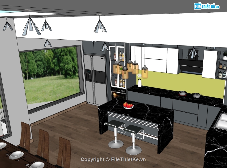 phòng khách hiện đại file su,phòng khách đẹp dựng sketchup,sketchup nội thất phòng khách