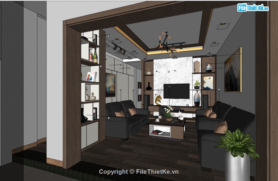 sketchup phòng khách hiện đại,Phòng khách hiện đại file sketchup,Phòng khách file su,Model su phòng khách