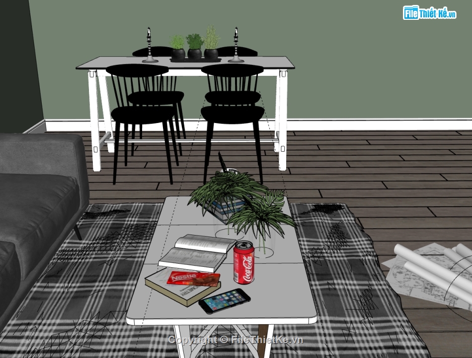 Phòng khách hiện đại file sketchup,sketchup phòng khách hiện đại,thiết kế phòng khách model su