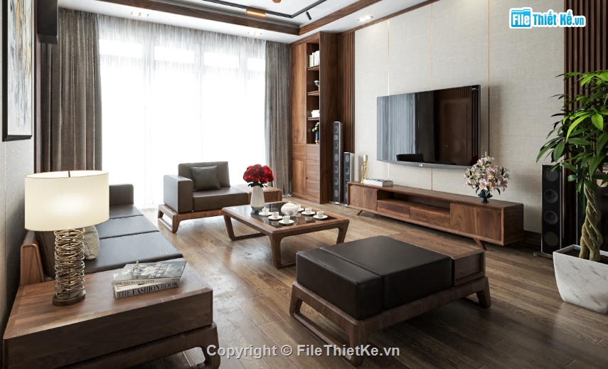 Phòng khách hiện đại file sketchup,thiết kế 3D phòng khách,sketchup phòng khách hiện đại,nội thất phong khách file su