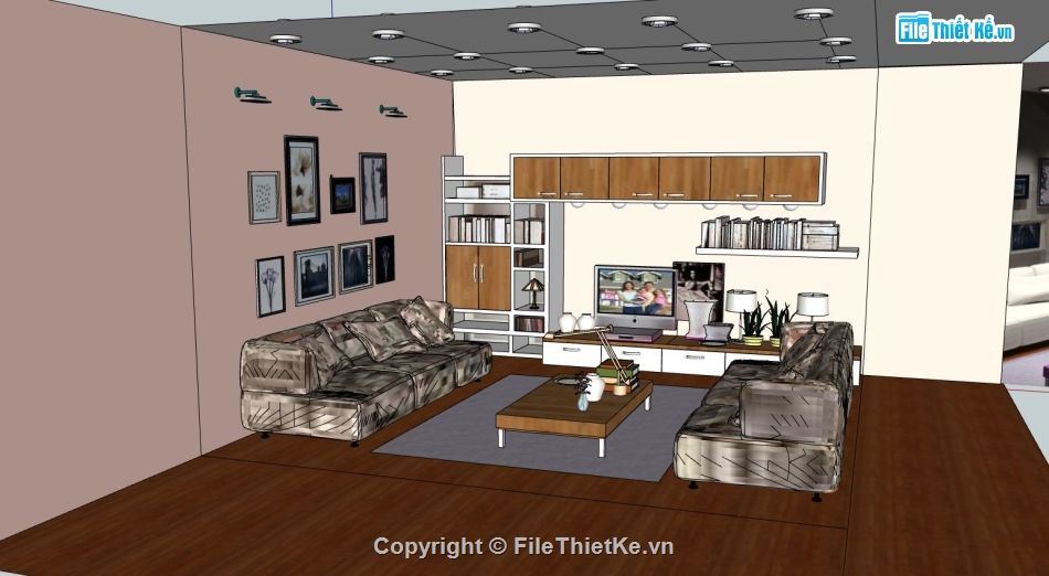 Phòng khách file sketchup,thiết kế phòng khách file sketchup,file sketchup thiết kế phòng khách,phòng khách model su,su phòng khách