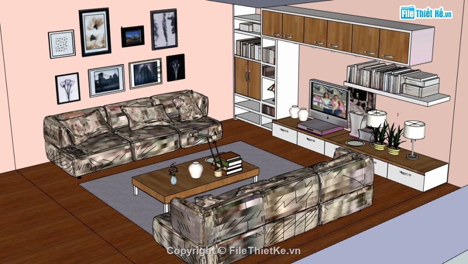 Phòng khách file sketchup,thiết kế phòng khách file sketchup,file sketchup thiết kế phòng khách,phòng khách model su,su phòng khách