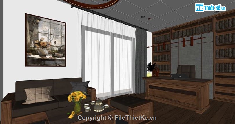 file sketchup phòng làm việc,model su phòng làm việc,phòng làm việc file su,phòng làm việc sketchup,phòng làm việc file sketchup