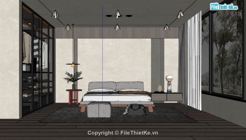 file sketchup phòng ngủ hiện đại,sketchup nội thất phòng ngủ,phòng ngủ dựng model su,phòng ngủ file sketchup