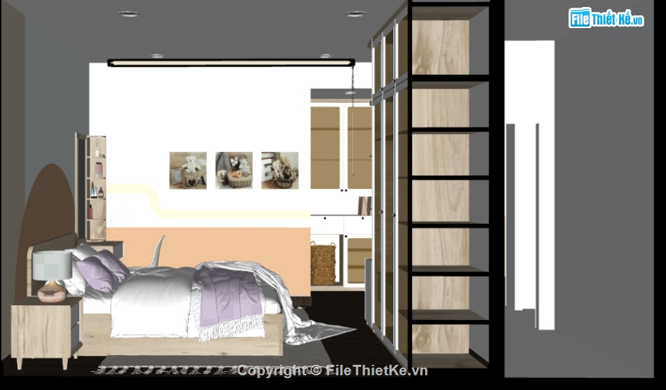 phòng ngủ dựng model su,model phòng ngủ hiện đại,phòng ngủ hiện đại file su,dựng sketchup nội thất phòng ngủ