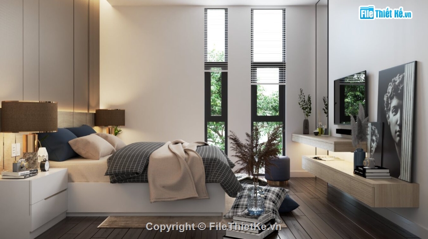 sketchup Phòng ngủ hiện đại,phòng ngủ dựng trên sketchup,Phòng ngủ 3D sketchup,Phòng ngủ file sketchup