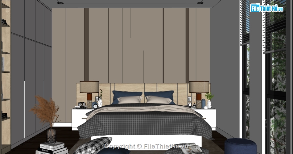 sketchup Phòng ngủ hiện đại,phòng ngủ dựng trên sketchup,Phòng ngủ 3D sketchup,Phòng ngủ file sketchup