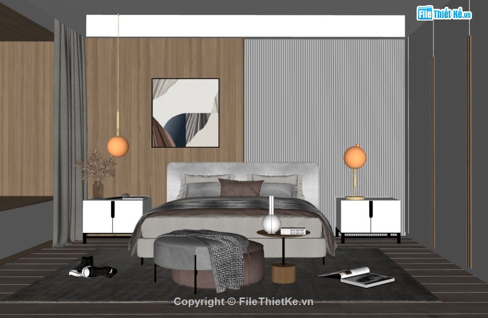 sketchup Phòng ngủ,Phòng ngủ file sketchup,thiết kế phòng ngủ đẹp,model su phòng ngủ,phòng ngủ file su