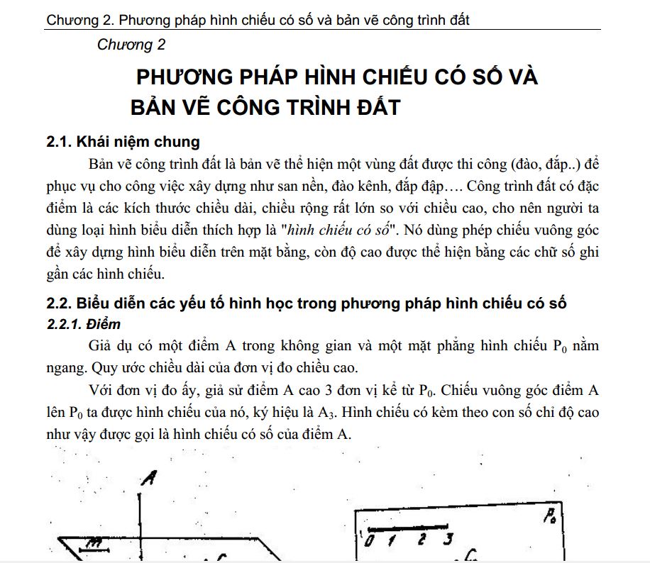 bản vẽ biện pháp,Phương pháp gia công,công trình đất,Phương pháp hình chiếu có số và bản vẽ công trình