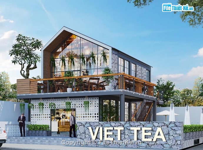 quán cafe 2 tầng,quán cafe 3dmax,bản vẽ quán cafe