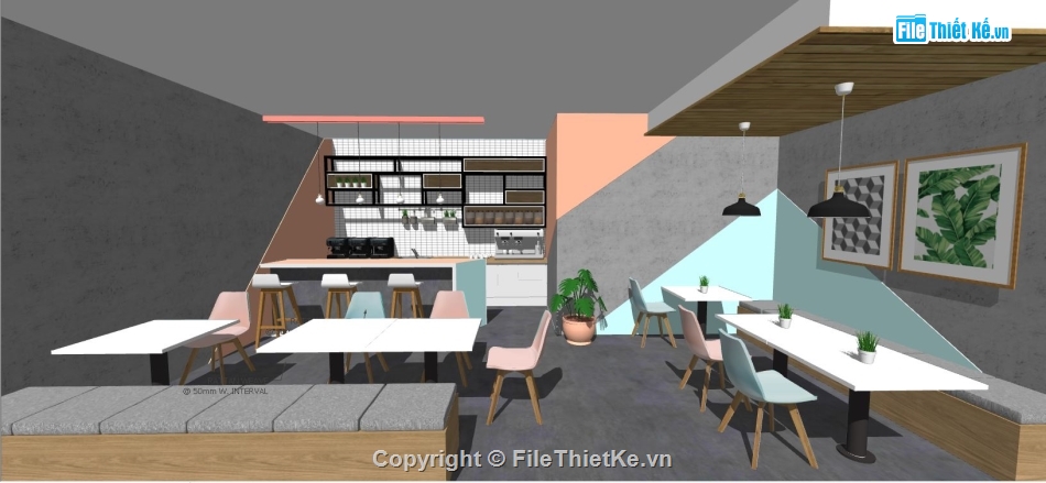 file sketchup quán cafe,model su quán cafe,su quán cafe