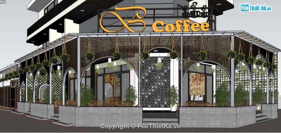 file su quán cafe,quán cafe file su,file sketchup quán cafe