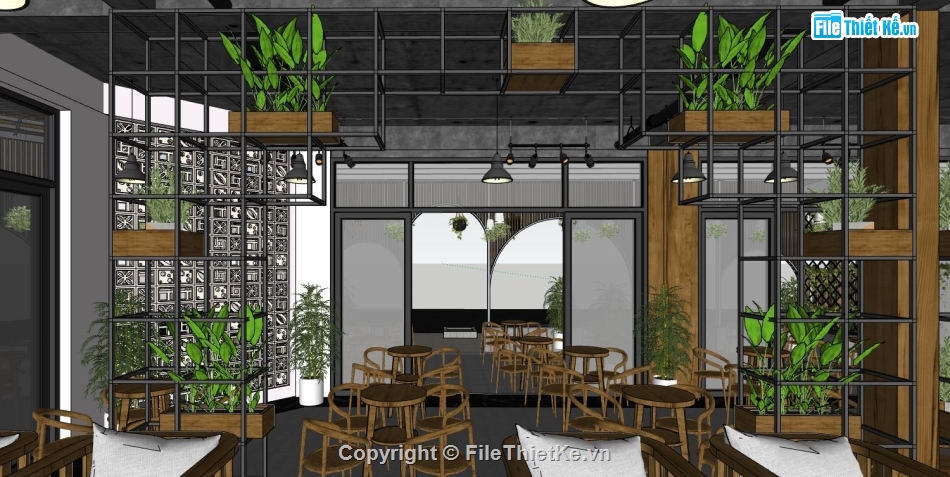 file su quán cafe,quán cafe file su,file sketchup quán cafe