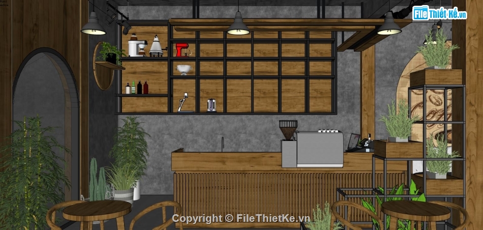 file su quán cafe,quán cafe file su,file sketchup quán cafe