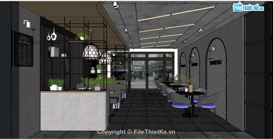 file 3d sketchup,cafe sketchup,sketchup cafe,quán cafe file sketchup