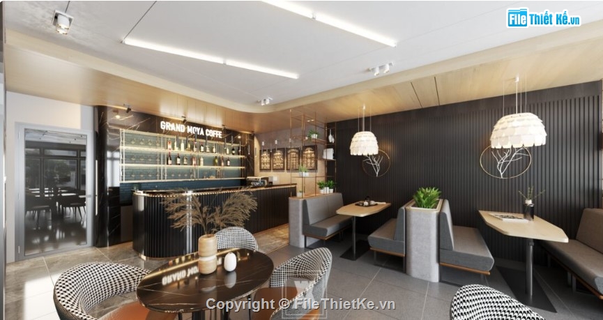 sketchup quán cafe,quán cafe sketchup,file sketchup quán cafe