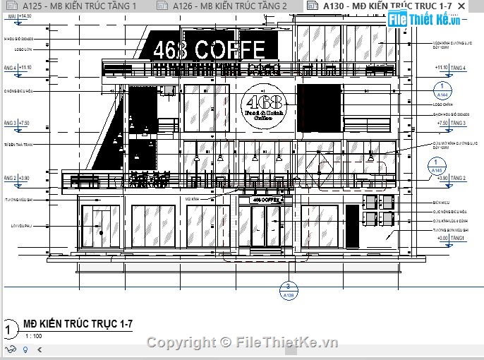 quán cafe,quán cà phê,bản vẽ quán caffe,quán coffee