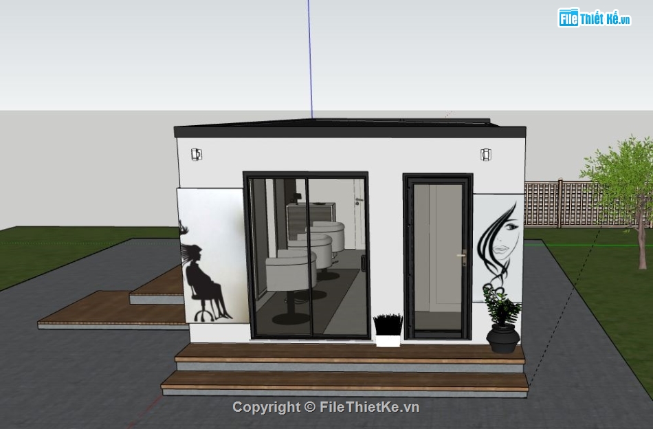 Quán cắt tóc,model su quán cắt tóc,Quán cắt tóc file sketchup,file su quán cắt tóc,quán cắt tóc cnc