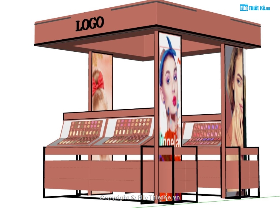 sketchup mỹ phẩm,shop mỹ phẩm,model su shop mỹ phẩm