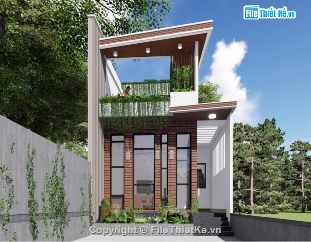 Revit - Nhà phố 5x18m hiện đại 1 trệt 1 lửng - thiết kế thi công