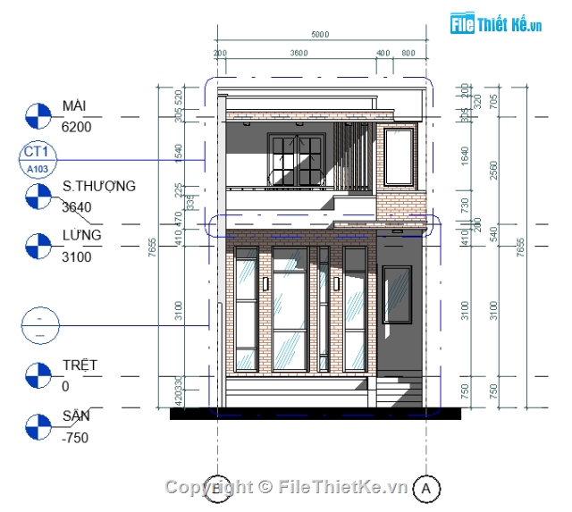 5x18m,revit nhà phố 5X18,Nhà 1 trệt 1 lửng,nhà phố 2 tầng 5x18m,mẫu nhà 2 tầng hiện đại