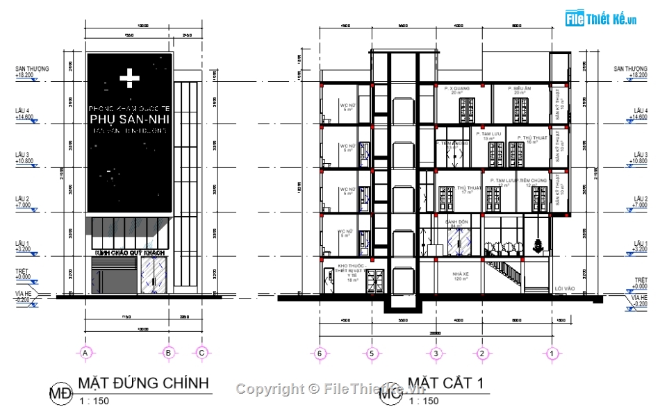 kiến trúc phòng khám,phòng khám đa khoa,concept phòng khám,nhà văn phòng 5 tầng,nhà kích thước 10x20m,phòng khám sản nhi 10x20m