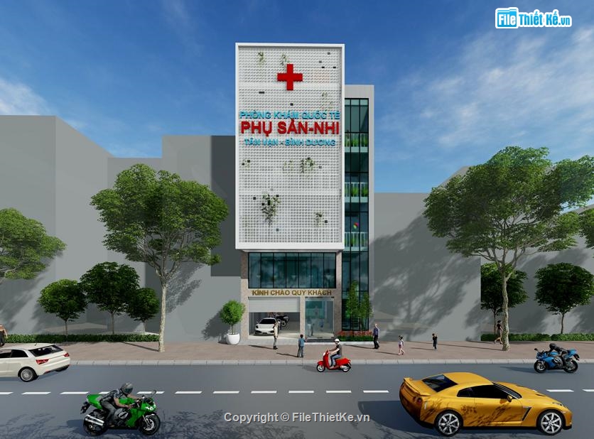kiến trúc phòng khám,phòng khám đa khoa,concept phòng khám,nhà văn phòng 5 tầng,nhà kích thước 10x20m,phòng khám sản nhi 10x20m