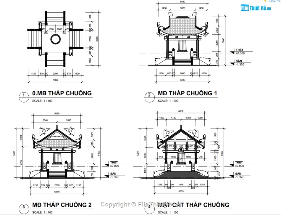 đình chùa,thiết kế chùa,bản vẽ revit chùa,chùa việt nam,file thiết kế đình chùa