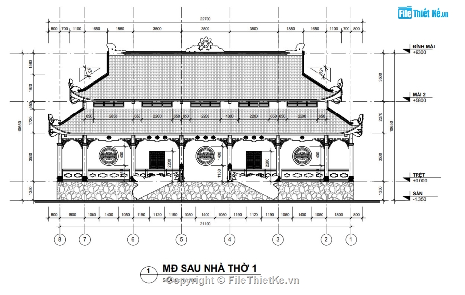 đình chùa,thiết kế chùa,bản vẽ revit chùa,chùa việt nam,file thiết kế đình chùa