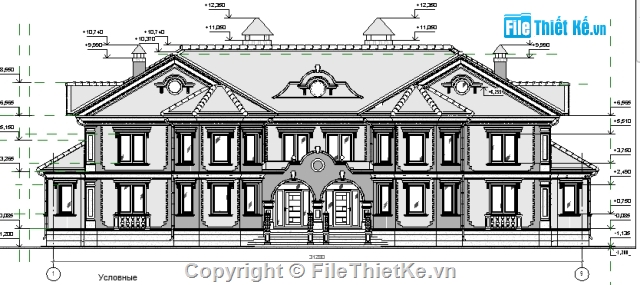 biệt thự 2 tầng,biệt thự mái dốc,biệt thự mái dốc revit,Revit biệt thự 2 tầng