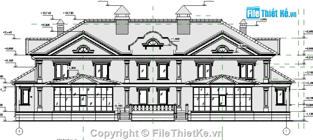 biệt thự 2 tầng,biệt thự mái dốc,biệt thự mái dốc revit,Revit biệt thự 2 tầng