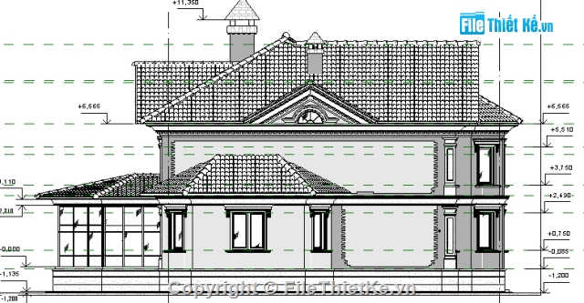 biệt thự 2 tầng,biệt thự mái dốc,biệt thự mái dốc revit,Revit biệt thự 2 tầng