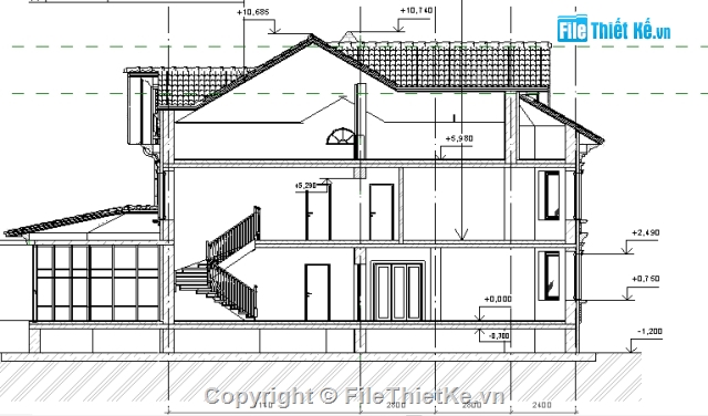 biệt thự 2 tầng,biệt thự mái dốc,biệt thự mái dốc revit,Revit biệt thự 2 tầng