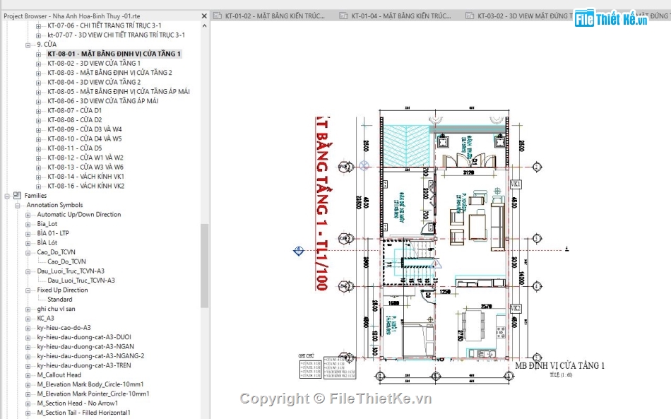 bản vẽ biệt thự 2 tầng revit,biệt thự 2 tầng revit,Revit biệt thự 2 tầng 8.1x14m,File Revit biệt thự 2 tầng,thiết kế biệt thự 2 tầng