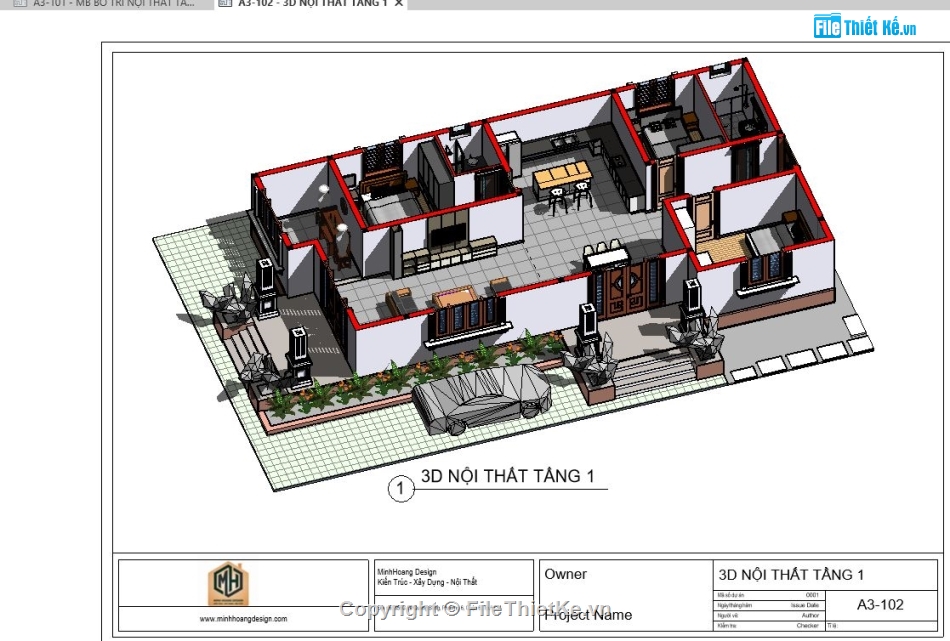 bản vẽ kiến trúc biệt thự 1 tầng 9x19.2m,kiến trúc biệt thự 1 tầng,biệt thự sân vườn,bản vẽ biệt thự,bản vẽ biệt thự nhà vườn