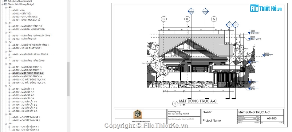 bản vẽ kiến trúc biệt thự 1 tầng 9x19.2m,kiến trúc biệt thự 1 tầng,biệt thự sân vườn,bản vẽ biệt thự,bản vẽ biệt thự nhà vườn