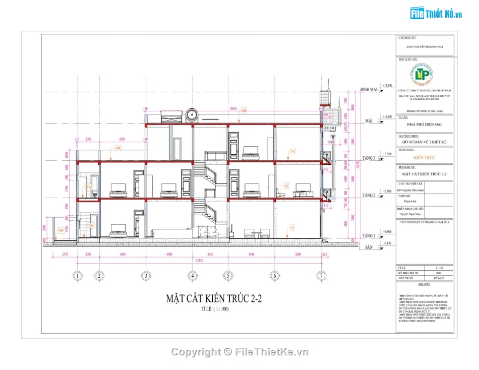 Thiết kế nhà phố 3 tầng,File revit nhà phố 3 tầng,Revit nhà phố 3 tầng,Revit 2019 Bản vẽ Nhà phố,Nhà phố 3 tầng 5x23.74m