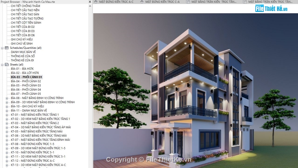 revit nhà phố 3 tầng,bản vẽ revit nhà phố,revit nhà phố 8x11.5m,nhà phố 3 tầng,Mẫu nhà phố 3 tầng hiện đại