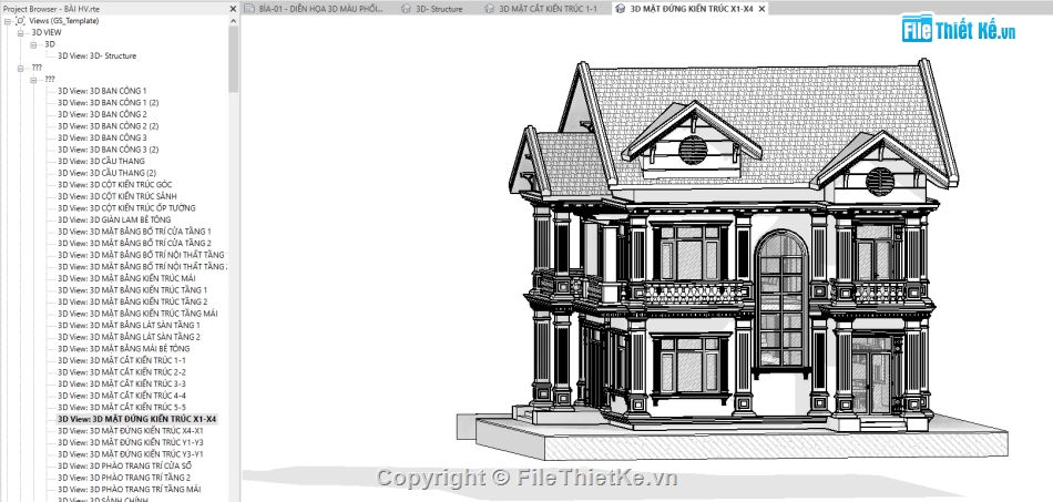 revit biệt thự 2 tầng,mẫu biệt thự 2 tầng revit,kiến trúc 2 tầng revit,Revit 2019 biệt thự 2 tầng,biệt thự 2 tầng 9.7x13.4m