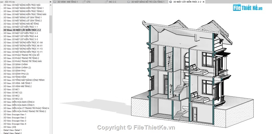 revit biệt thự 2 tầng,mẫu biệt thự 2 tầng revit,kiến trúc 2 tầng revit,Revit 2019 biệt thự 2 tầng,biệt thự 2 tầng 9.7x13.4m