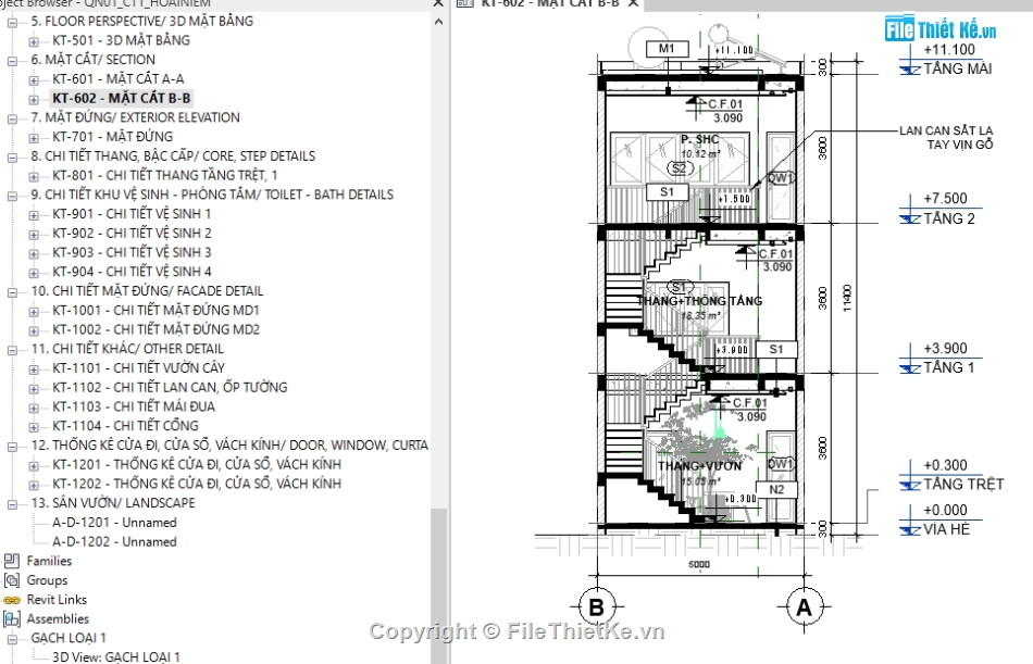 revit kiến trúc 3 tầng,bản vẽ revit nhà phố,revit nhà phố 3 tầng,bản vẽ revit nhà phố 3 tầng