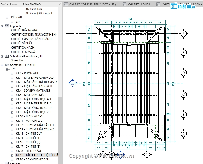 Nhà thờ họ revit,kiến trúc nhà thờ họ,revit nhà thờ họ,Nhà thờ họ 5.19x17m,file revit nhà thờ họ