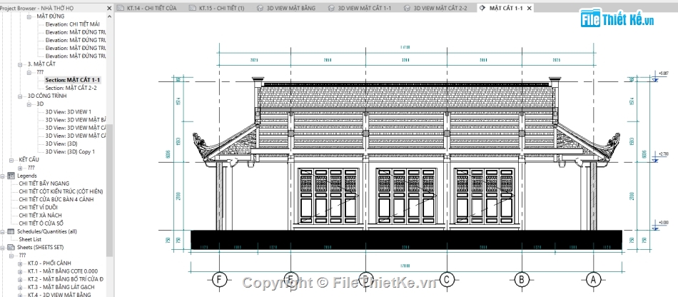 Nhà thờ họ revit,kiến trúc nhà thờ họ,revit nhà thờ họ,Nhà thờ họ 5.19x17m,file revit nhà thờ họ