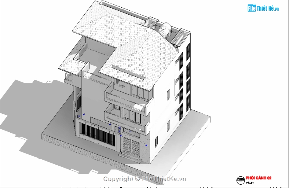 revit biệt thự 4 tầng,File revit biệt thự 4 tầng,Bản vẽ revit biệt thự 4 tầng,Biệt thự 4 tầng 10.5x12.08m,Bản vẽ biệt thự 4 tầng