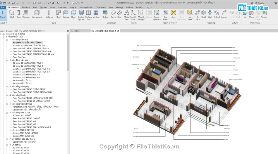 biệt thự 1 tầng revit,file revit biệt thự 1 tầng,bản vẽ revit biệt thự 1 tầng,Revit biệt thự 1 tầng 16.6x20.58m,Bản vẽ biệt thự 1 tầng,bản vẽ biệt thự revit